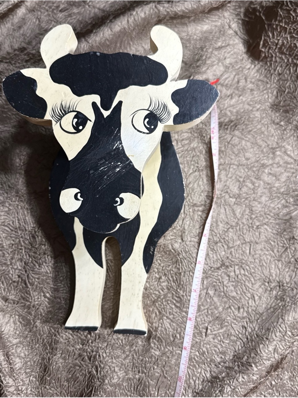Hand-Painted Black & Cream Cow Wall Decor